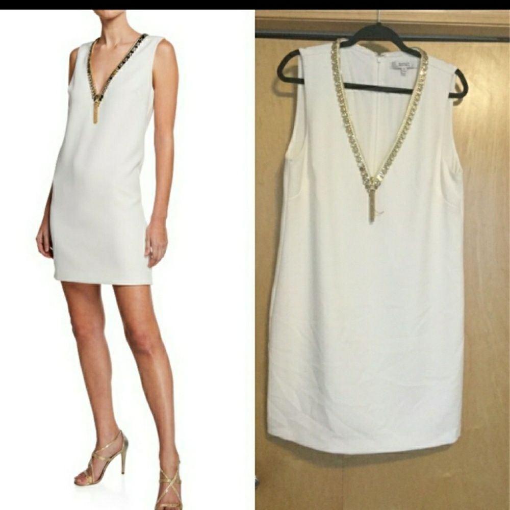 BADGLEY Dress Embellished V-Neck Sleeveless Sack - Picture 2 of 9